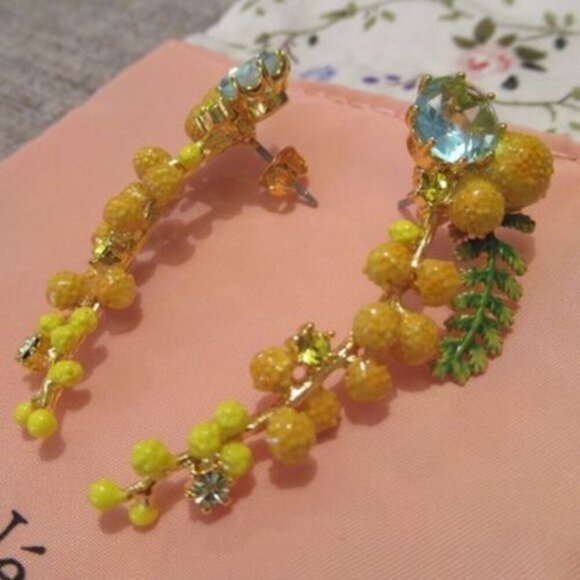 LES NEREIDES Anthropologie Hand Enamelled Provence Yellow EARRINGS - Picture 3 of 7